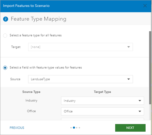 Feature type mapping in scenario importer Feature type mapping in scenario importer