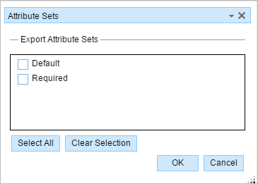 Export Attribute Sets dialog box Export Attribute Sets dialog box